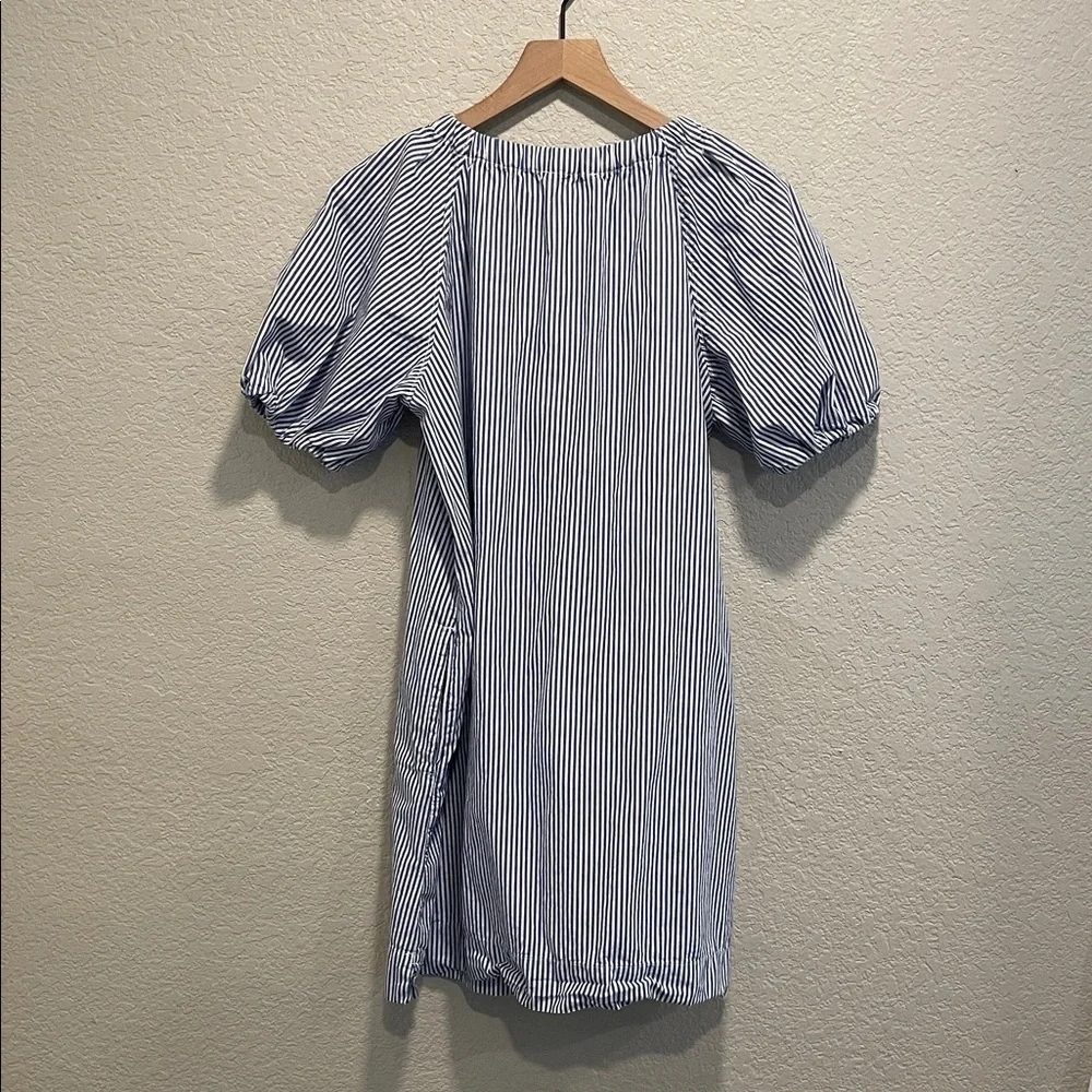 Free Assembly Blue White Stripe Puff Sleeve Mini Dress Size M